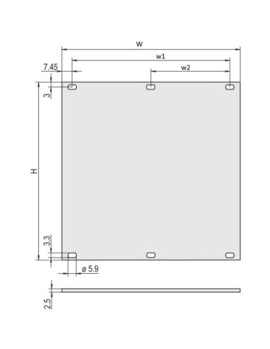 Panel przedni SCHROFF, nieekranowany, 6 HU, 28 HU, 2,5 mm, Al, anodowany, nieobrobione krawędzie