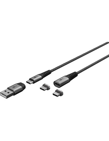 DAT USB-C/C v2.0 1,0m textil magnet sw/si PL - Długość kabla 1 m