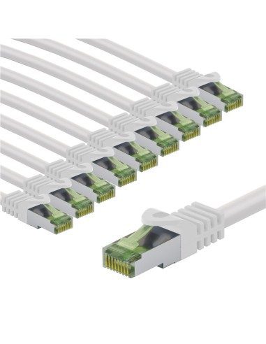 Kabel krosowy CAT 8.1 z certyfikatem GHMT, S/FTP (PiMF), 5 m, biały, zestaw 10 - Długość kabla 5 m