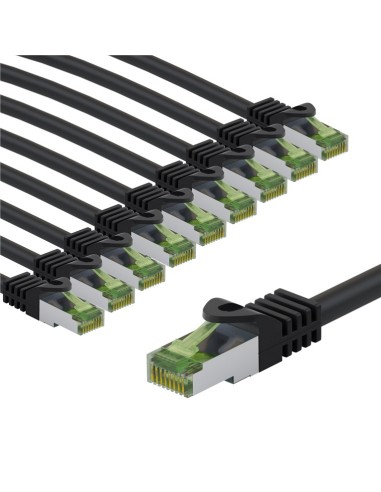 Kabel krosowy CAT 8.1 z certyfikatem GHMT, S/FTP (PiMF), 5 m, czarny, zestaw 10 - Długość kabla 5 m