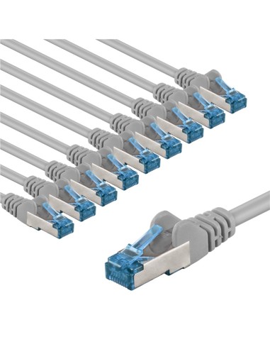 CAT 6A kabel krosowy, S/FTP (PiMF), 5 m, szary, zestaw 10 - Długość kabla 5 m