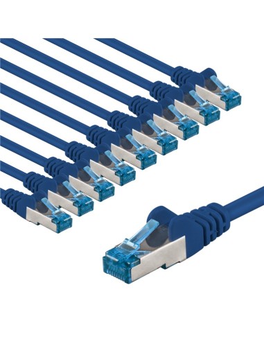 CAT 6A kabel krosowy, S/FTP (PiMF), 5 m, niebieski, zestaw 10 - Długość kabla 5 m