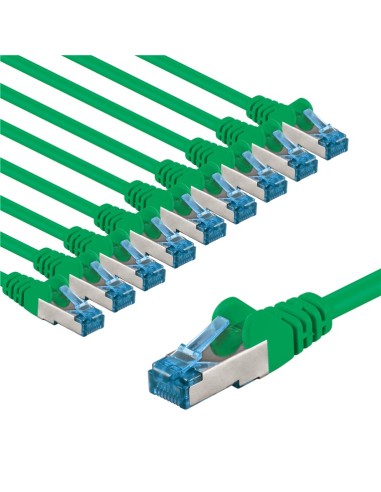 CAT 6A kabel krosowy, S/FTP (PiMF), 5 m, zielony, zestaw 10 - Długość kabla 5 m