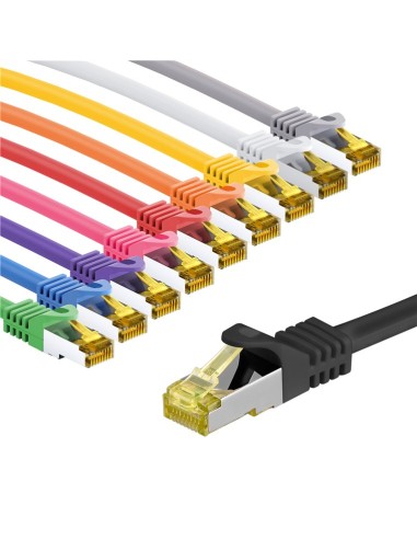 RJ45 kabel krosowy CAT 6A S/FTP (PiMF), 500 MHz, z CAT 7 kable surowym, 5 m, zestaw w 10 kolorach