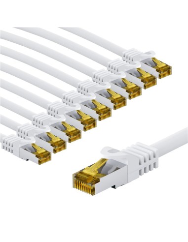 RJ45 kabel krosowy CAT 6A S/FTP (PiMF), 500 MHz, z CAT 7 kable surowym, 3 m, biały, zestaw 10 - Długość kabla 3 m