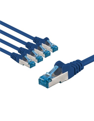 CAT 6A kabel krosowy, S/FTP (PiMF), 5 m, niebieski, zestaw 5 - Długość kabla 5 m