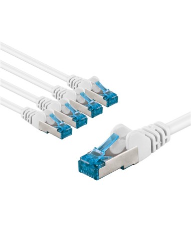 CAT 6A kabel krosowy, S/FTP (PiMF), 5 m, biały, zestaw 5 - Długość kabla 5 m