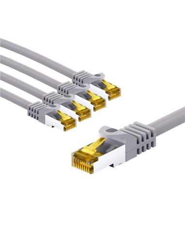 RJ45 kabel krosowy CAT 6A S/FTP (PiMF), 500 MHz, z CAT 7 kable surowym, 5 m, szary, zestaw 5 - Długość kabla 5 m