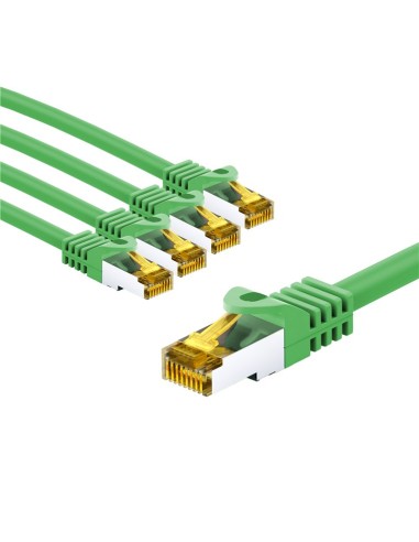 RJ45 kabel krosowy CAT 6A S/FTP (PiMF), 500 MHz, z CAT 7 kable surowym, 5 m, zielony, zestaw 5 - Długość kabla 5 m