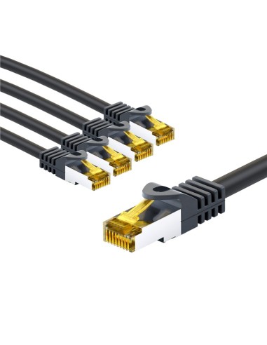 RJ45 kabel krosowy CAT 6A S/FTP (PiMF), 500 MHz, z CAT 7 kable surowym, 5 m, czarny, zestaw 5 - Długość kabla 5 m