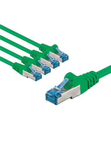 CAT 6A kabel krosowy, S/FTP (PiMF), 3 m, zielony, zestaw 5 - Długość kabla 3 m