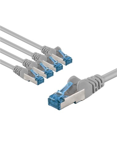 CAT 6A kabel krosowy, S/FTP (PiMF), 2 m, szary, zestaw 5 - Długość kabla 2 m