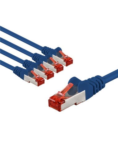 CAT 6 kabel krosowy, S/FTP (PiMF), 3 m, niebieski, zestaw 5 - Długość kabla 3 m