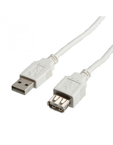 Kabel USB 2.0 Typ A M - A F 0.8m szary