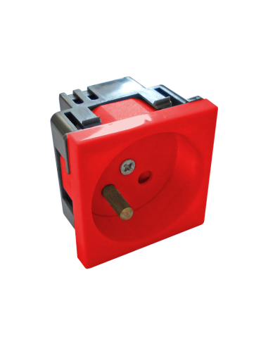 Gniazdo elektryczne 45x45 z kluczem, czerwone - 2P+Z, tory prądowe umieszczone pod kątem 45st.