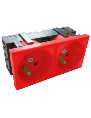Gniazdo elektryczne 45x90 z kluczem, czerwone - 2x2P+Z, tory prądowe umieszczone pod kątem 45st.