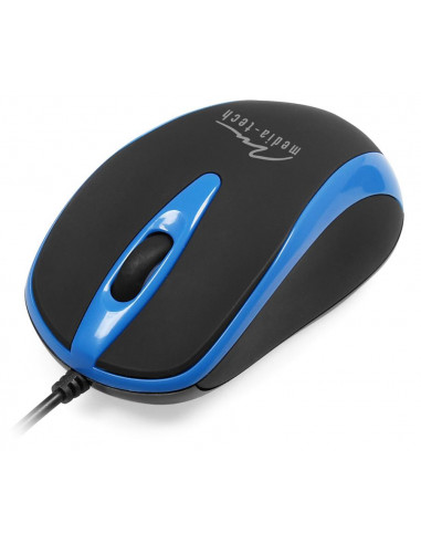 PLANO - Myszka optyczna 800 cpi, 3 przyciski + rolka, interfejs USB, gumowana obudowa kolor niebieski