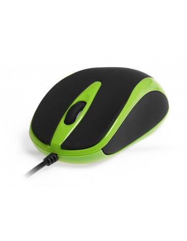 PLANO - Myszka optyczna 800 cpi, 3 przyciski + rolka, interfejs USB, gumowana obudowa kolor zielony