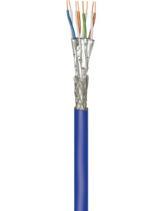 CAT 7A+ kabel sieciowy, S/FTP (PiMF), Niebieski - Długość kabla 500 m