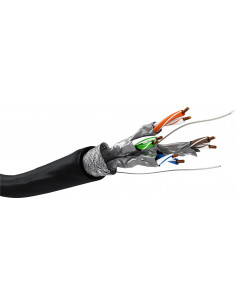 CAT 6 kabel sieciowy napowietrzny, S/FTP (PiMF), czarny, 100m