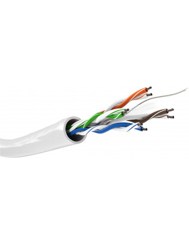 CAT 6 kabel sieciowy, U/UTP, biały - Długość kabla 305 m