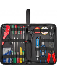Zestaw lutowniczy i zestaw narzędzi w praktycznej torbie, 20 elementów z lutownicą, śrubokrętem, testerem fazy, szczypcami