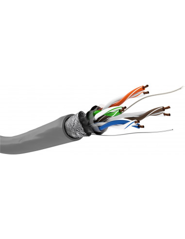 CAT 5e kabel sieciowy, SF/UTP, Szary - Długość kabla 100 m