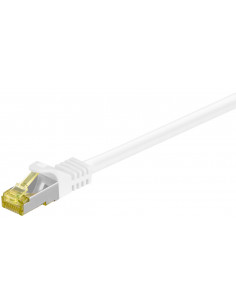 RJ45 patchkabel, CAT 6A S/FTP (PiMF), 500 MHz z CAT 7 kable surowym, biały - Długość kabla 30 m