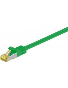 RJ45 patchkabel, CAT 6A S/FTP (PiMF), 500 MHz z CAT 7 kable surowym, Zielony - Długość kabla 25 m