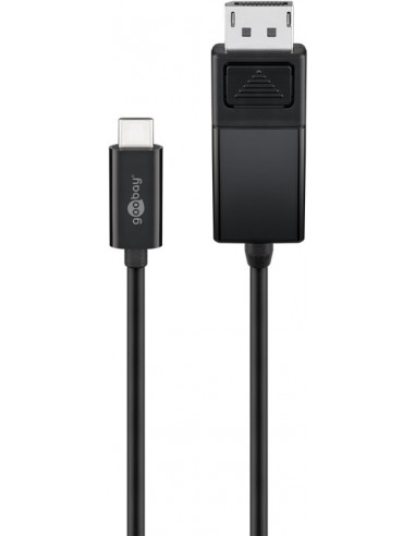Kabel przejściowy USB-C™ DisplayPort 4k 60 Hz, 1,20 m, czarny - Długość kabla 1.2 m