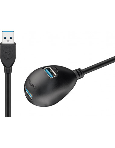 Przedłużacz USB 3.0 Hi-Speed z nóżką, Czarny - Długość kabla 1.5 m