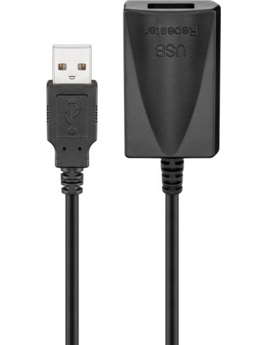 Aktywny przedłużacz USB 2.0, czarny - Długość kabla 5 m