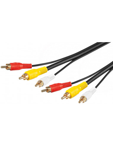Kabel przyłączeniowy Composite Audio Video, 3 x cinch z przewodem wideo RG59 - Długość kabla 15 m