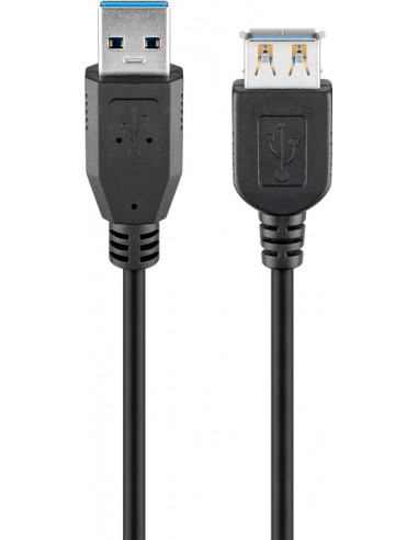Przedłużacz USB 3.0 SuperSpeed, Czarny - Długość kabla 3 m