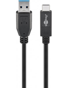 Kabel USB-C™ USB 3.1, 2. generacji, 3 A, czarny - Długość kabla 1 m