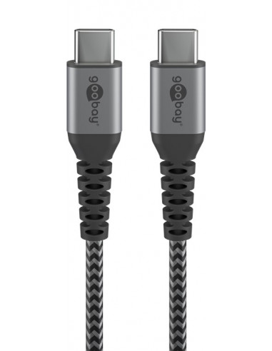 Kabel tekstylny USB-C™ na USB-C ™ z metalowymi wtyczkami ( szary / srebrny) 2 m - Długość kabla 2 m