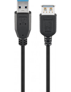 Przedłużacz USB 3.0 SuperSpeed, Czarny - Długość kabla 3 m