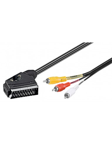 Kabel przejściowy, Scart do Composite Audio Video, IN/OUT - Długość kabla 3 m
