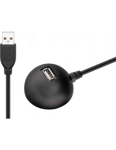 Przedłużacz USB 2.0 Hi-Speed z praktyczną nóżką, Czarny - Długość kabla 1.5 m