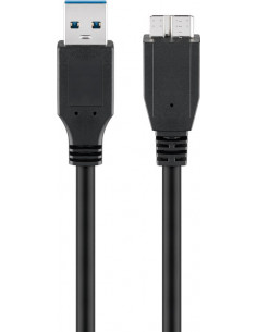 Kabel USB 3.0 Superspeed, Czarny - Długość kabla 1 m
