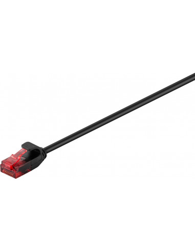 CAT 6Smukły kabel połączeniowy,U/UTP, czarny - Długość kabla 7.5 m