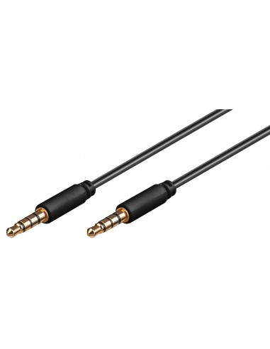 Kabel łączący audio AUX, 3,5 mm stereo 4-pinowy, cienki, CU - Długość kabla 1.5 m