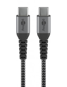 Kabel tekstylny USB-C™ na USB-C ™ z metalowymi wtyczkami ( szary / srebrny) 0,5 m - Długość kabla 0.5 m