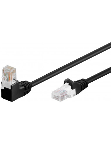 CAT 5eKabel łączący 1x 90° pod kątem,U/UTP, Czarny - Długość kabla 10 m