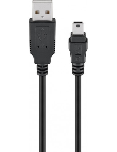 Kabel mini USB do synchronizacji i ładowania, Czarny - Długość kabla 1 m