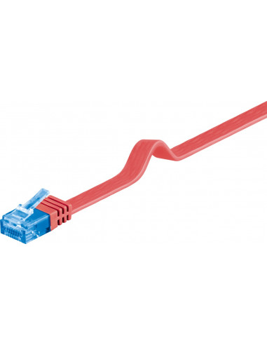 CAT 6A Płaska Kabel połączeniowy,U/UTP, Czerwony - Długość kabla 5 m