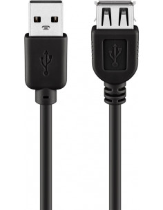 Przedłużacz USB 2.0 Hi-Speed, czarny - Długość kabla 0.3 m