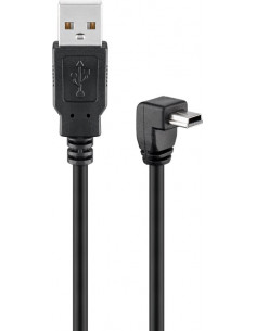 Kabel USB 2.0 Hi-Speed 90°, Czarny - Długość kabla 1.8 m