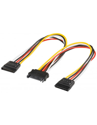 Kabel zasilający typu Y/adapter zasilający do komputera, SATA 1 x wtyk na 2 x gniazdo - Długość kabla 0.2 m