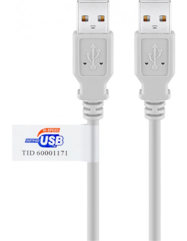 Kabel USB 2.0 Hi-Speed z certyfikatem USB, szary - Długość kabla 2 m